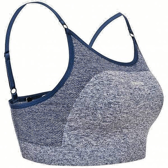 NEW Gymshark Navy Marl/Light Gray Flex Strappy Sports Bra Women's Size Medium - Picture 2 of 12